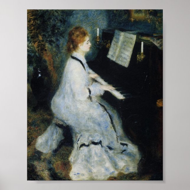 Junge Frau am Klavier von Renoir Poster (Vorne)