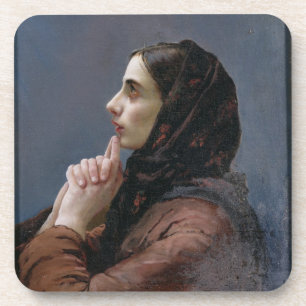 Junge Frau an Gebet, 1879 (Öl auf Leinwand) Untersetzer