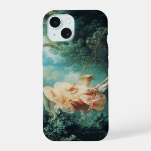 JUNGE FRAU AUF DER SCHAUKEL IN DER NATUR Grün Pink iPhone 15 Hülle