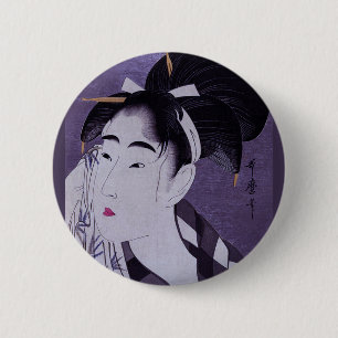 Junge Frau Button