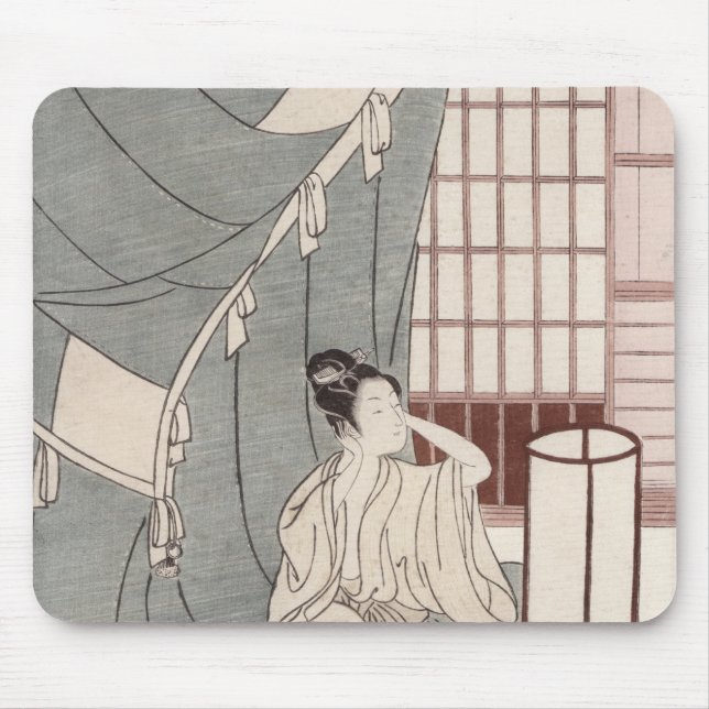 Junge Frau, die durch ihr Moskitonetz, 1766 knit Mousepad (Vorne)