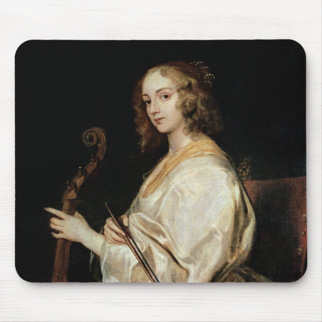 Junge Frau, die eine Viola-DA-Gambe spielt Mousepad (Vorne)