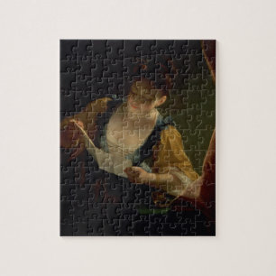 Junge Frau, die einen Brief (Öl, liest auf Puzzle
