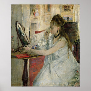 Junge Frau, die ihr Gesicht, 1877 pulverisiert Poster