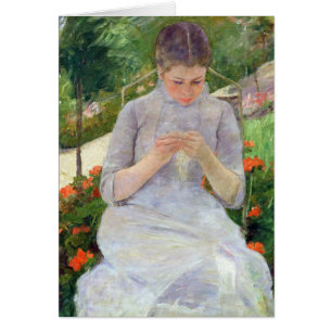 Junge Frau, die im Garten, c.1880-82 näht