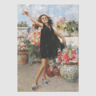 Junge Frau feiert den Sieg (Vincenzo Irolli) Seidenpapier