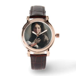 Junge Frau hat in Träumen verloren (Lesen eines Bu Armbanduhr