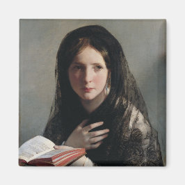 Junge Frau hat in Träumen verloren (Lesen eines Bu Magnet