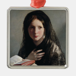 Junge Frau hat in Träumen verloren (Lesen eines Bu Ornament Aus Metall