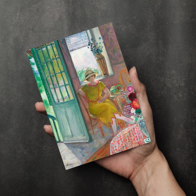 Junge Frau im blühenden Innern | Henri Lebasque Karte (Von Creator hochgeladen)
