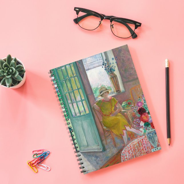 Junge Frau im blühenden Innern | Henri Lebasque Notizblock (Von Creator hochgeladen)