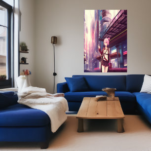 Junge Frau in der Stadt   AI Art Poster