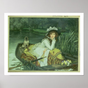 Junge Frau in einem Boot, oder Reflections, c.1870 Poster