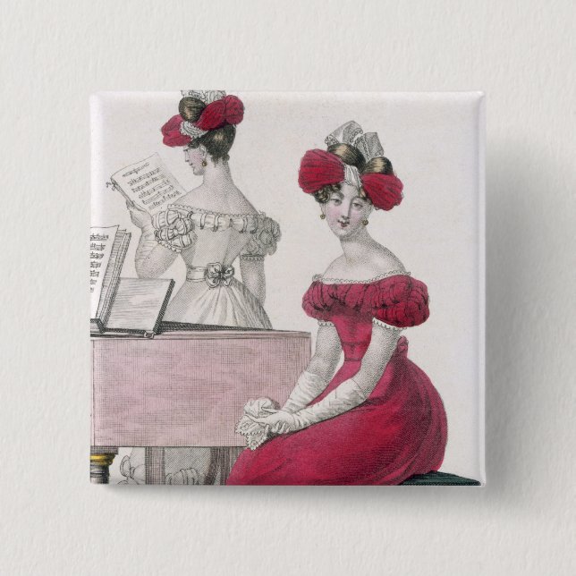 Junge Frau in einem Krepp-Abends-Kleid mit einem Button (Vorderseite)