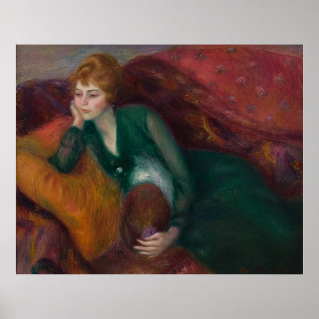 Junge Frau in Grün, William James Glackens Poster (Vorne)