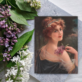 Junge Frau mit einem Sprig von Lilac von Emile Ver Postkarte