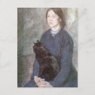 Junge Frau mit einer schwarzen Katze - Gwen John Postkarte