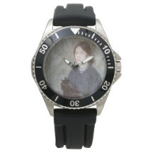 Junge Frau mit einer schwarzen Katze (von Gwen Joh