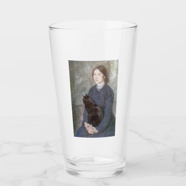 Junge Frau mit einer schwarzen Katze (von Gwen Joh Glas (Vorderseite)