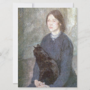 Junge Frau mit einer schwarzen Katze (von Gwen Joh Karte
