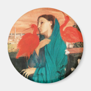 Junge Frau mit Ibis Fine Art von Edgar Degas Magnet