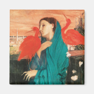 Junge Frau mit Ibis Fine Art von Edgar Degas Magnet