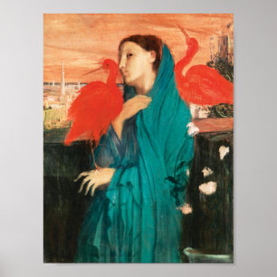 Junge Frau mit Ibis Fine Art von Edgar Degas Poster