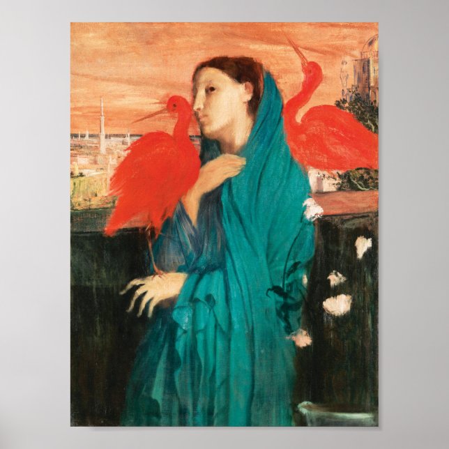 Junge Frau mit Ibis Fine Art von Edgar Degas Poster (Vorne)