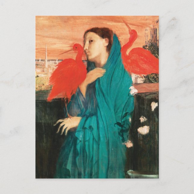 Junge Frau mit Ibis Fine Art von Edgar Degas Postkarte (Vorderseite)