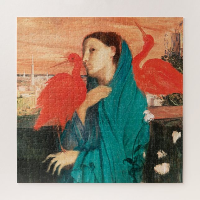 Junge Frau mit Ibis Fine Art von Edgar Degas Puzzle (Horizontal)