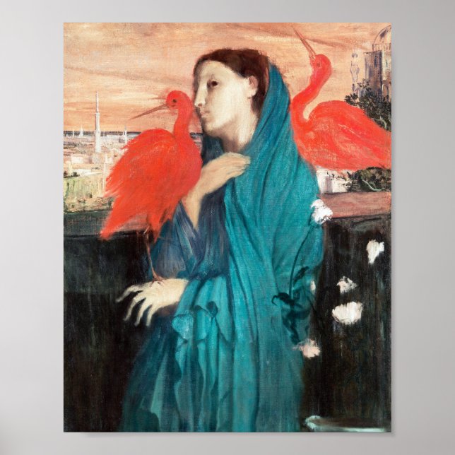 Junge Frau mit Ibis von Edgar Degas Poster (Vorne)