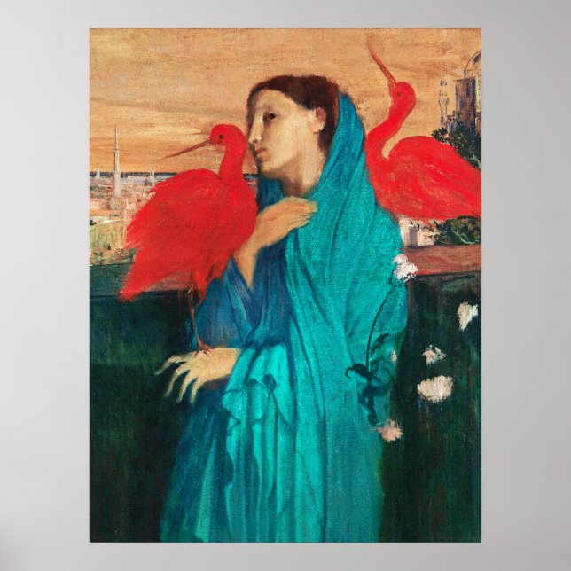 Junge Frau mit Ibis von Edgar Degas Poster (Vorne)