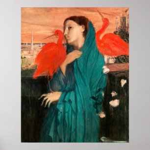 Junge Frau mit Ibis von Edgar Degas Poster