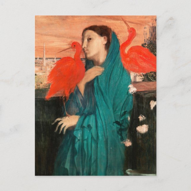 Junge Frau mit Ibis von Edgar Degas Postkarte (Vorderseite)