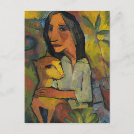 Junge Frau mit Katze von Dorothea Maetzel-Johannse Postkarte