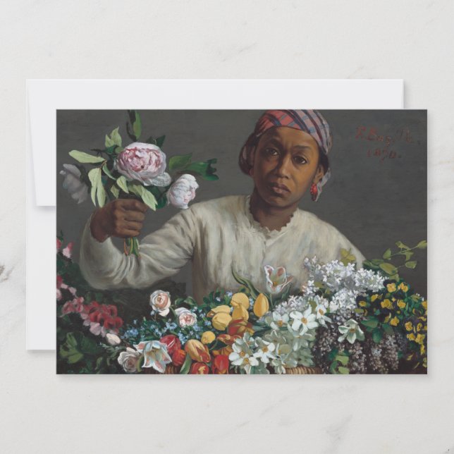 Junge Frau mit Peonies | Fré dé Bazille Card (Vorderseite)