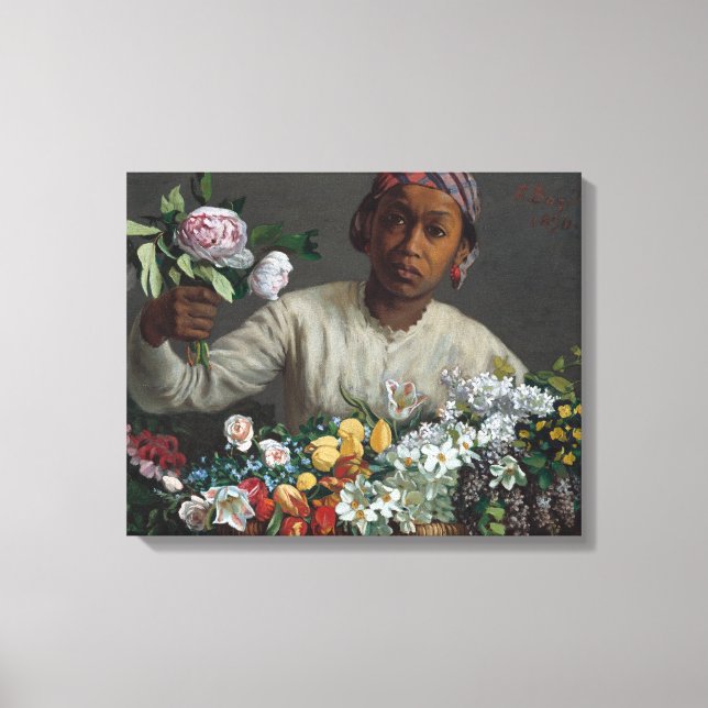 Junge Frau mit Peonies | Fré dé Bazille Leinwanddruck (Vorderseite)