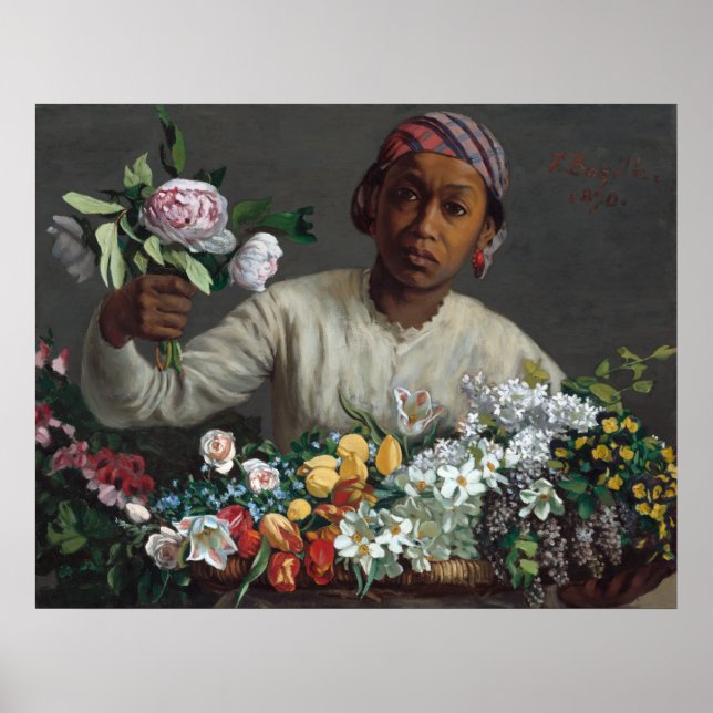 Junge Frau mit Peonies Frédéric Bazille Fine Art Poster (Vorne)