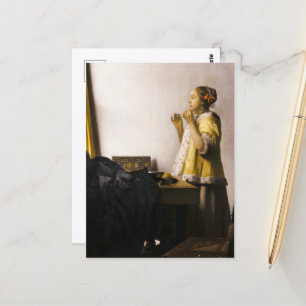 Junge Frau mit Perle Necklace, 1662 von Vermeer Postkarte