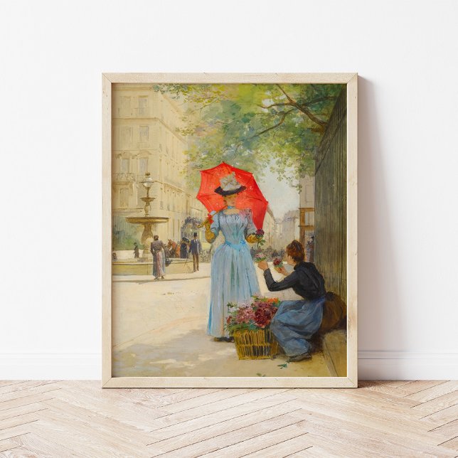 Junge Frau mit Regenschirm | Victor Gabriel Gilber Poster (Von Creator hochgeladen)