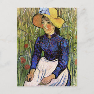Junge Frau mit Straw Hat Van Gogh Fine Art Postkarte