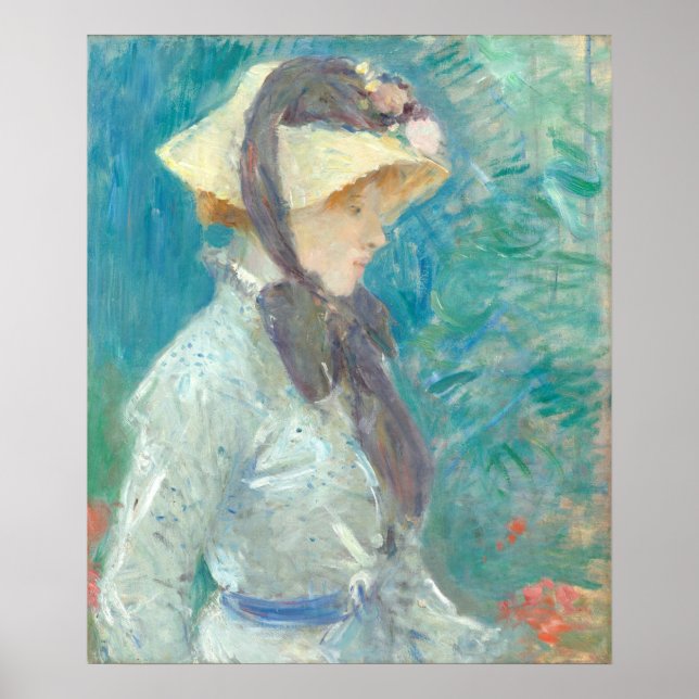 Junge Frau mit Strohhut - Berthe Morisot Fine Art Poster (Vorne)