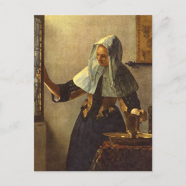 Junge Frau mit Wasserpitcher - Johannes Vermeer Postkarte (Vorderseite)