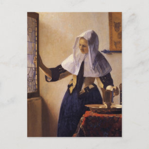 Junge Frau mit Wasserpitcher Postkarte