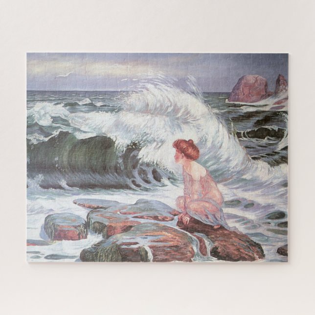 Junge Frau und große Welle (von Frantisek Kupka) Puzzle (Horizontal)
