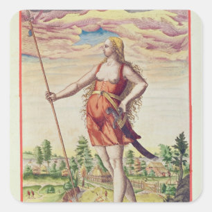 Junge Frau von einem benachbarten Stamm zu Quadratischer Aufkleber