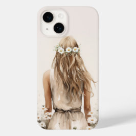 Junge Frau Wasserfarbe in Daisy Field Case-Mate iPhone 14 Hülle