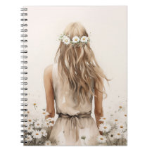 Junge Frau Wasserfarbe in Daisy Field