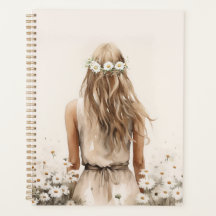 Junge Frau Wasserfarbe in Daisy Field