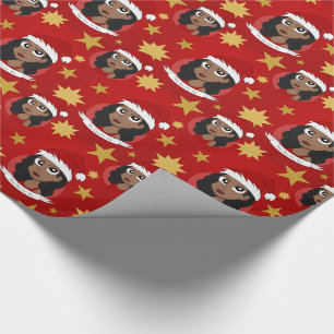 Junge Frau Weihnachts-Cartoon Geschenkpapier
